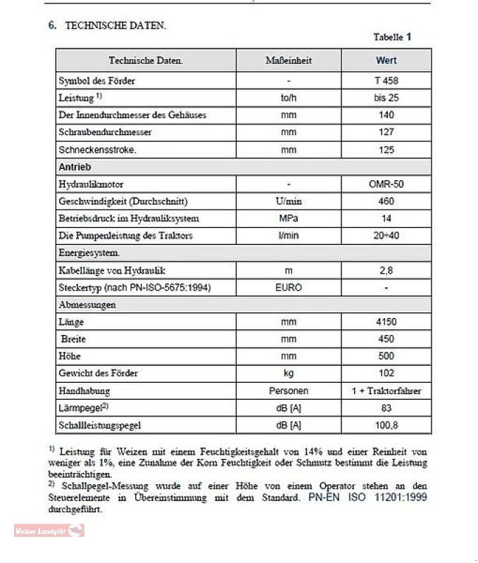 Sonstige Getreidelagertechnik des Typs POM Augustów Überladeschnecke T 458 Edelstahl klappbar 4 m Ø 140 mm, Neumaschine in Ostheim/Rhön (Bild 7)