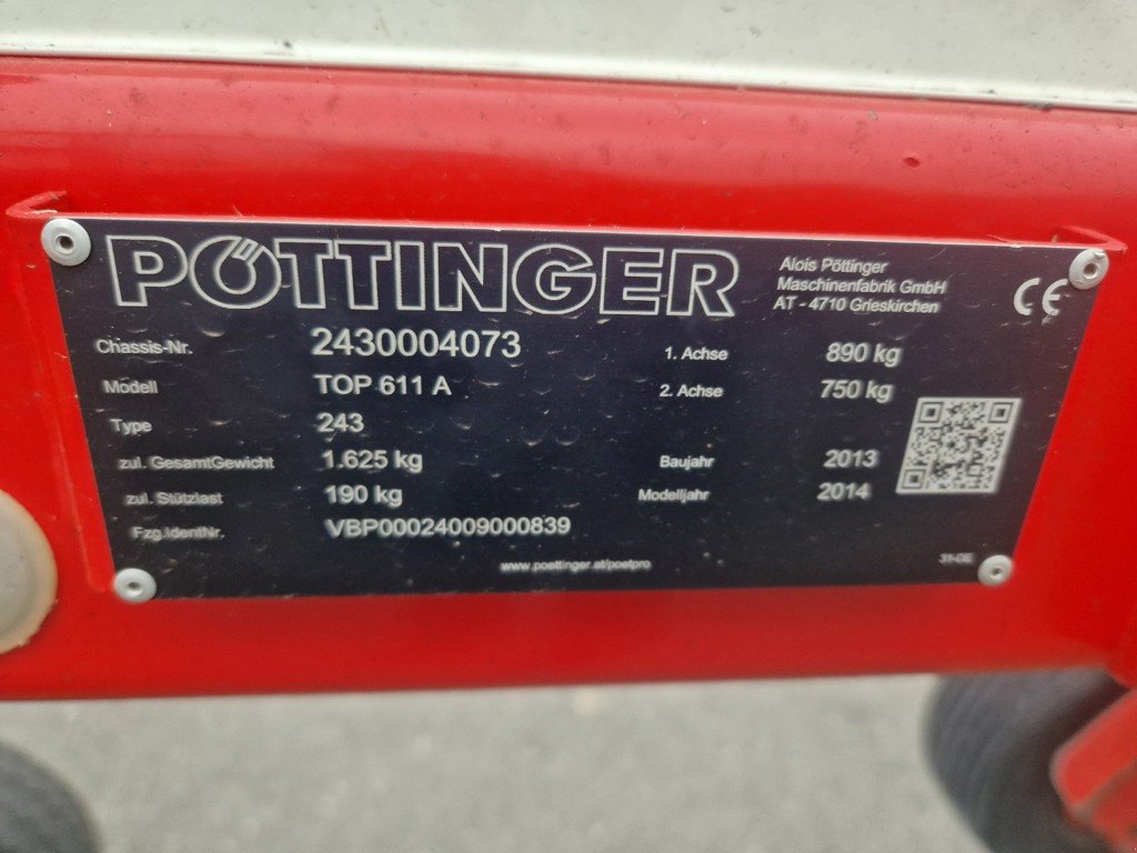 Sonstige Grünlandtechnik & Futtererntetechnik типа Pöttinger TOP 611 A, Gebrauchtmaschine в Etziken (Фотография 3)