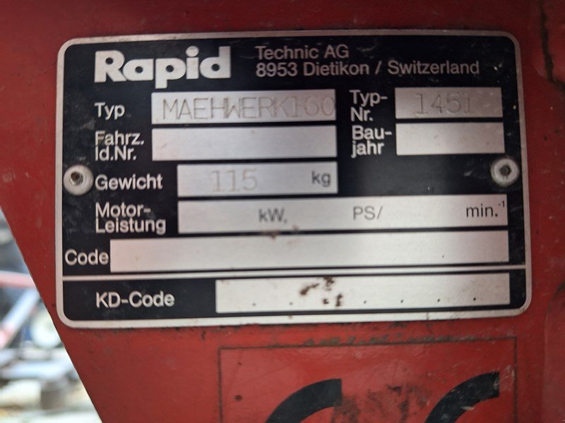 Sonstige Grünlandtechnik & Futtererntetechnik des Typs Rapid 160 Doppelmesser, Gebrauchtmaschine in Chur (Bild 3)