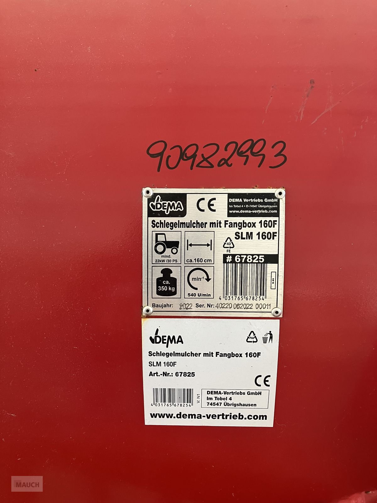 Sonstige Grünlandtechnik & Futtererntetechnik Türe ait Sonstige DEMA Schlegelmulcher mit Fangbox SLM 160F, Gebrauchtmaschine içinde Burgkirchen (resim 10)