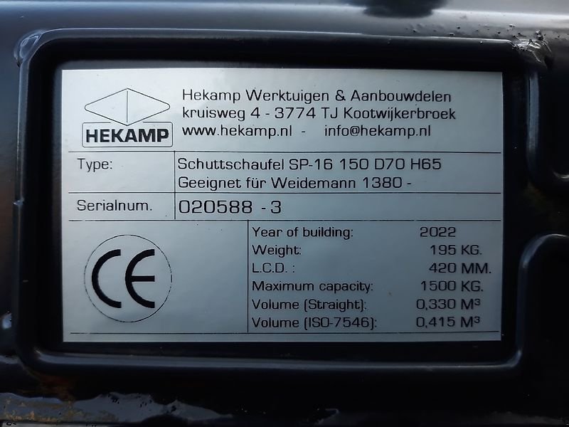 Sonstige Hoftechnik des Typs Hekamp Schuttschaufel SP-16 150 D70 H65, Neumaschine in Itterbeck (Bild 22)
