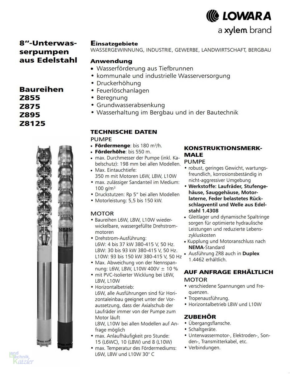Sonstige Hoftechnik of the type Sonstige Lowara Unterwasserpumpe 30/26/22kW aus Edelstahl, Neumaschine in Deutsch-Wagram (Picture 5)