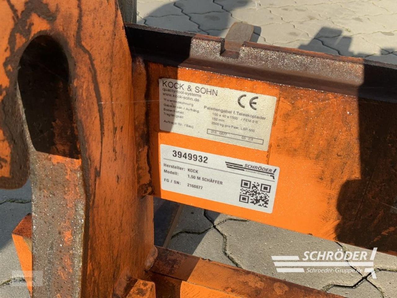 Sonstige Industriemaschinen Türe ait Kock & Sohn 1,50 M SCHÄFFER PALETTENGABEL 2500KG, Gebrauchtmaschine içinde Hemmoor (resim 4)