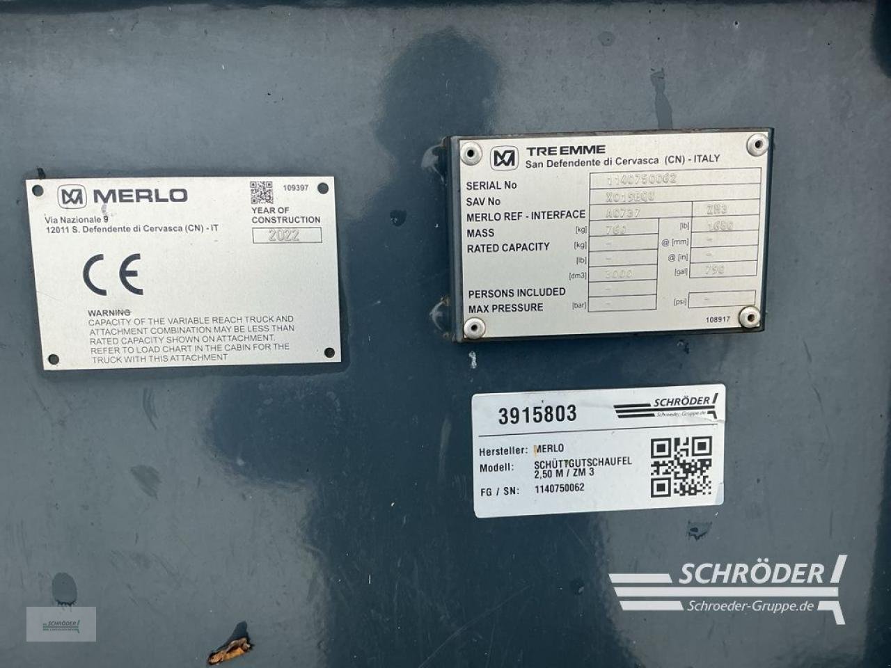 Sonstige Industriemaschinen Türe ait Merlo SCHÜTTGUTSCHAUFEL 2,50 M / ZM 3, Gebrauchtmaschine içinde Langförden (resim 3)