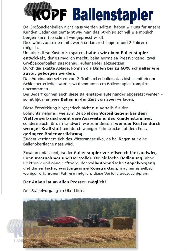 Sonstige Pressen типа Kopf Ballenstapler für Quadrant, Gebrauchtmaschine в Schutterzell (Фотография 5)