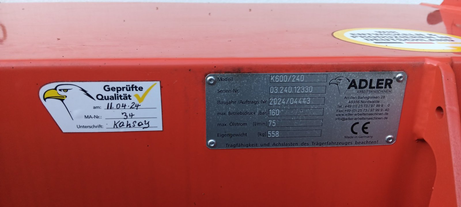 Sonstige Teile typu Adler Arbeitsmaschinen K600, Gebrauchtmaschine v Buch am Buchrain (Obrázek 1)