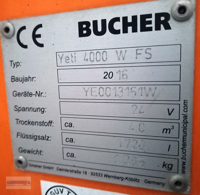 Sonstige Teile a típus Bucher Yeti 4000 W FS Salzstreueinrichtung Unimog, Gebrauchtmaschine ekkor: Aurich (Kép 6)