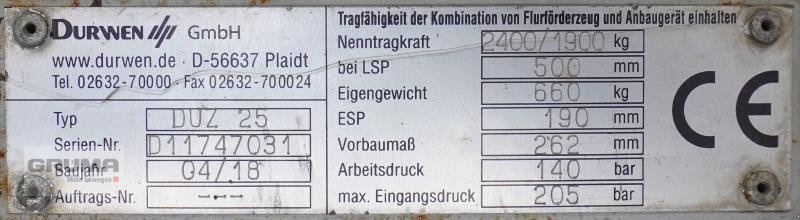 Sonstige Teile типа Durwen Durwen DUZ 25, Gebrauchtmaschine в Friedberg-Derching (Фотография 5)