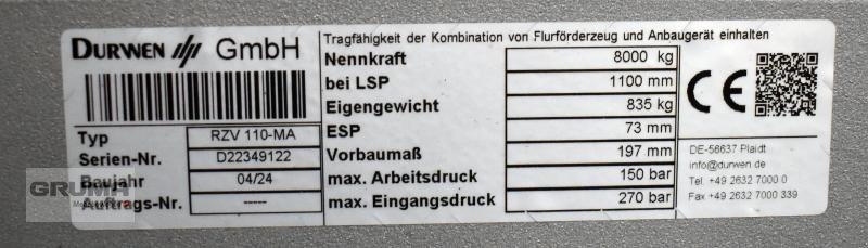 Sonstige Teile typu Durwen RZV 110-MA, Gebrauchtmaschine v Friedberg-Derching (Obrázek 4)