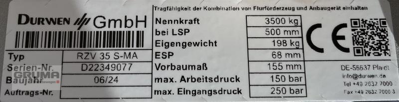 Sonstige Teile typu Durwen RZV 35 S B=1150 mm, Gebrauchtmaschine v Friedberg-Derching (Obrázek 4)