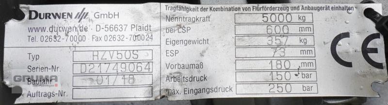 Sonstige Teile des Typs Durwen RZV 50 S B=1350 mm, Gebrauchtmaschine in Friedberg-Derching (Bild 4)