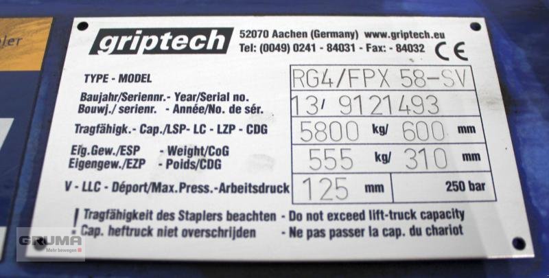 Sonstige Teile типа Griptech RG4 58/RG4 58/FPX, Gebrauchtmaschine в Friedberg-Derching (Фотография 4)