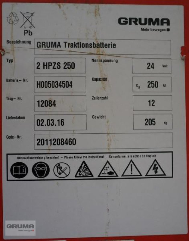 Sonstige Teile Türe ait Gruma 24 Volt 2 PzS 250 Ah, Gebrauchtmaschine içinde Friedberg-Derching (resim 5)