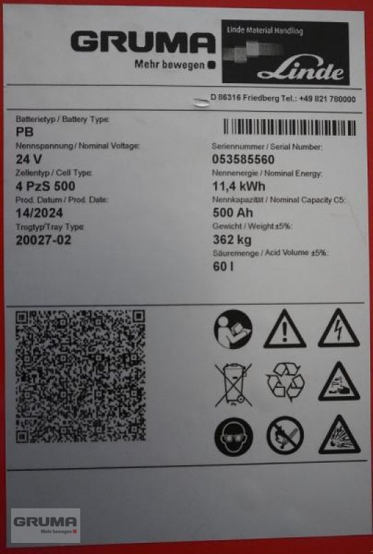 Sonstige Teile des Typs Gruma 24 Volt 4 PzS 500 Ah, Gebrauchtmaschine in Friedberg-Derching (Bild 6)