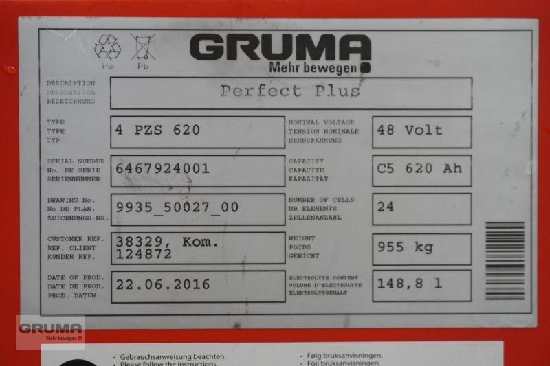 Sonstige Teile typu Gruma 48 Volt 4 PzS 620 Ah, Gebrauchtmaschine v Friedberg-Derching (Obrázek 5)