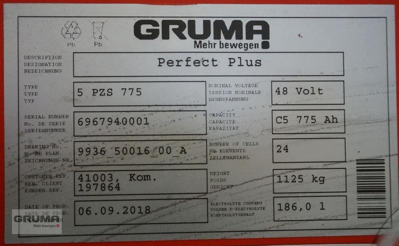 Sonstige Teile des Typs Gruma 48 Volt 5 PzS 775 Ah, Gebrauchtmaschine in Friedberg-Derching (Bild 5)