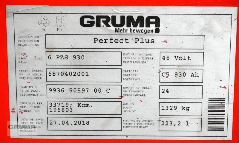 Sonstige Teile Türe ait Gruma 48 Volt 6 PzS 930 Ah, Gebrauchtmaschine içinde Friedberg-Derching (resim 5)