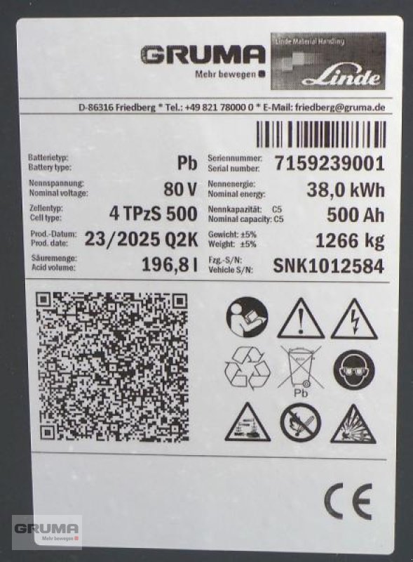 Sonstige Teile typu Gruma 80 Volt 4 PzS 500 Ah, Gebrauchtmaschine v Friedberg-Derching (Obrázek 5)