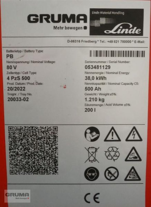 Sonstige Teile типа Gruma 80 Volt 4 PzS 500 Ah, Gebrauchtmaschine в Friedberg-Derching (Фотография 5)