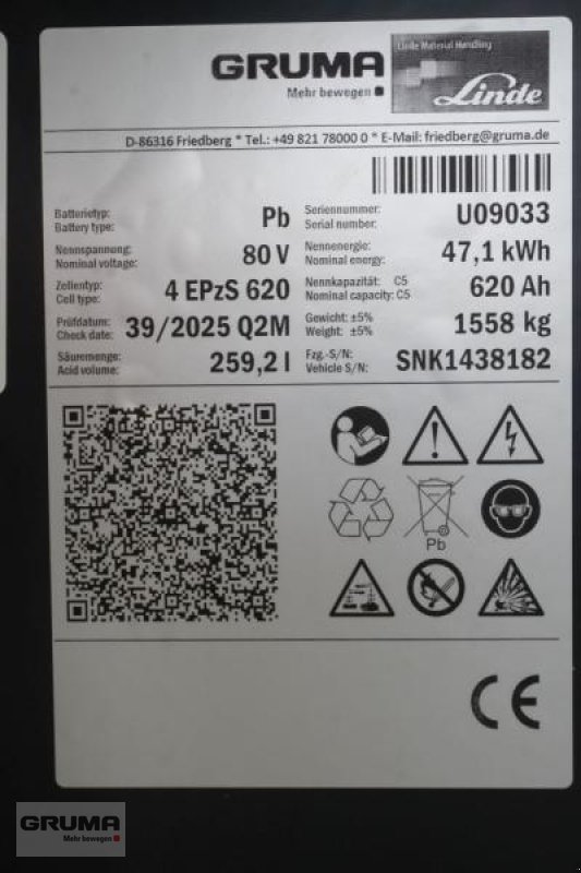 Sonstige Teile typu Gruma 80 Volt 4 PzS 620 Ah, Gebrauchtmaschine v Friedberg-Derching (Obrázek 5)