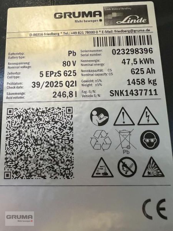 Sonstige Teile typu Gruma 80 Volt 5 PzS 625 Ah, Gebrauchtmaschine v Friedberg-Derching (Obrázek 5)