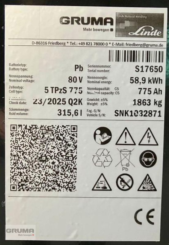 Sonstige Teile typu Gruma 80 Volt 5 PzS 725 Ah, Gebrauchtmaschine w Friedberg-Derching (Zdjęcie 5)