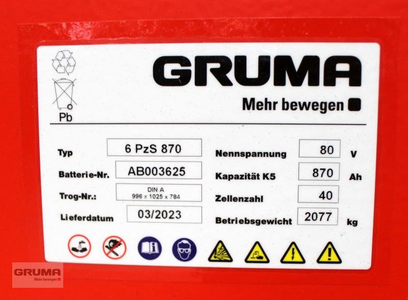 Sonstige Teile Türe ait Gruma 80 Volt 6 PzS 870 Ah, Gebrauchtmaschine içinde Friedberg-Derching (resim 5)