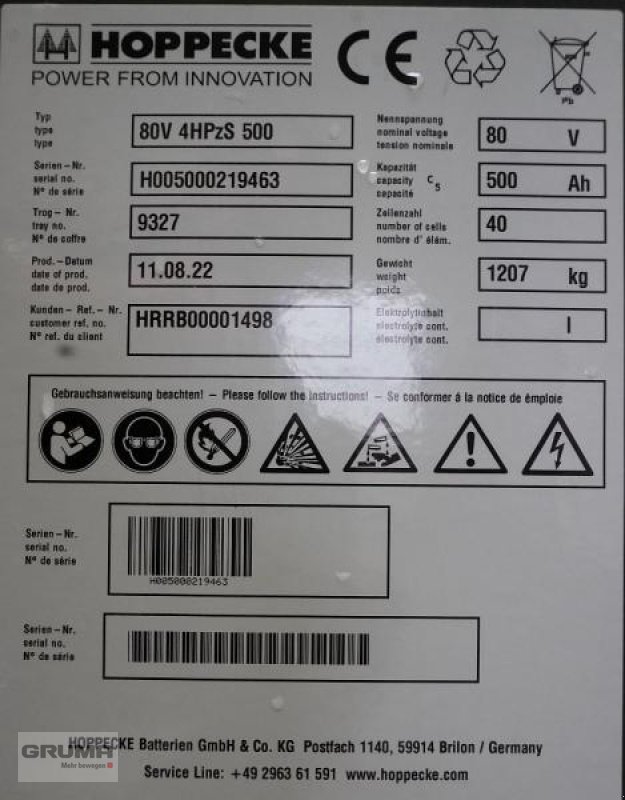Sonstige Teile typu Hoppecke  80 Volt 4 PzS 500 Ah, Gebrauchtmaschine v Friedberg-Derching (Obrázek 5)