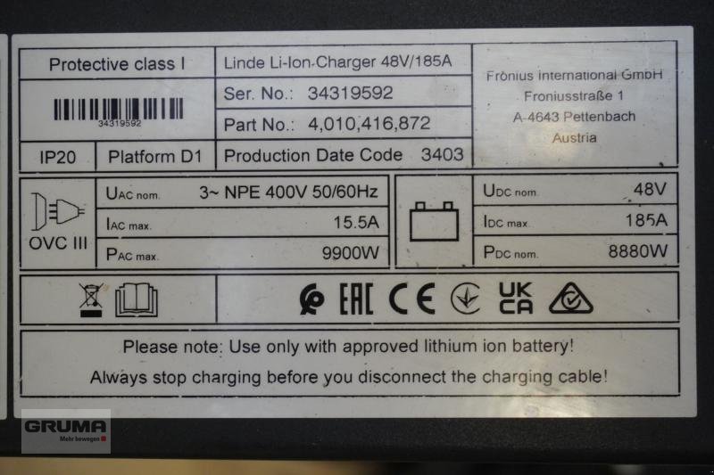 Sonstige Teile typu Linde LI-ION Charger 48V/185A, Gebrauchtmaschine v Friedberg-Derching (Obrázek 6)