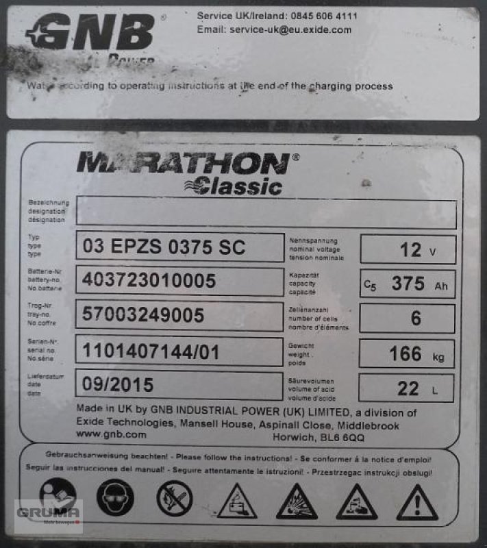 Sonstige Teile Türe ait Sonstige 24 Volt 3 PzS 375 Ah, Gebrauchtmaschine içinde Friedberg-Derching (resim 5)