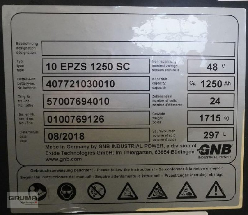 Sonstige Teile typu Sonstige 48 Volt 10 PzS 1250 Ah, Gebrauchtmaschine v Friedberg-Derching (Obrázek 5)