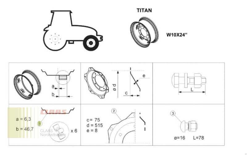 Sonstige Traktoren tip CLAAS Verstellfelgen 24 Zoll, W10x24, Neumaschine in Altenstadt a.d. Waldnaab (Poză 2)