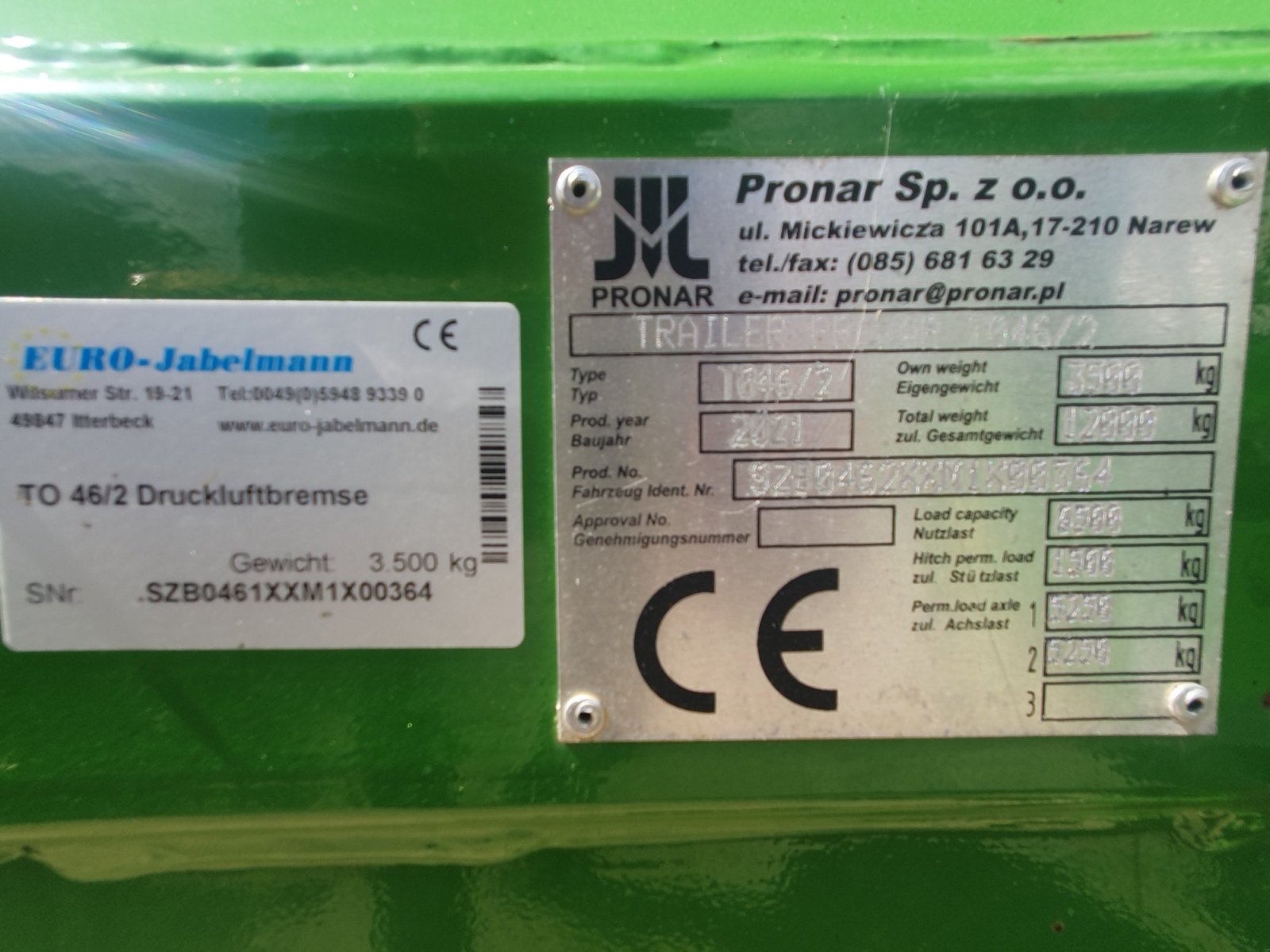 Sonstige Transporttechnik typu PRONAR T 046/2, Gebrauchtmaschine w Marktleuthen (Zdjęcie 3)