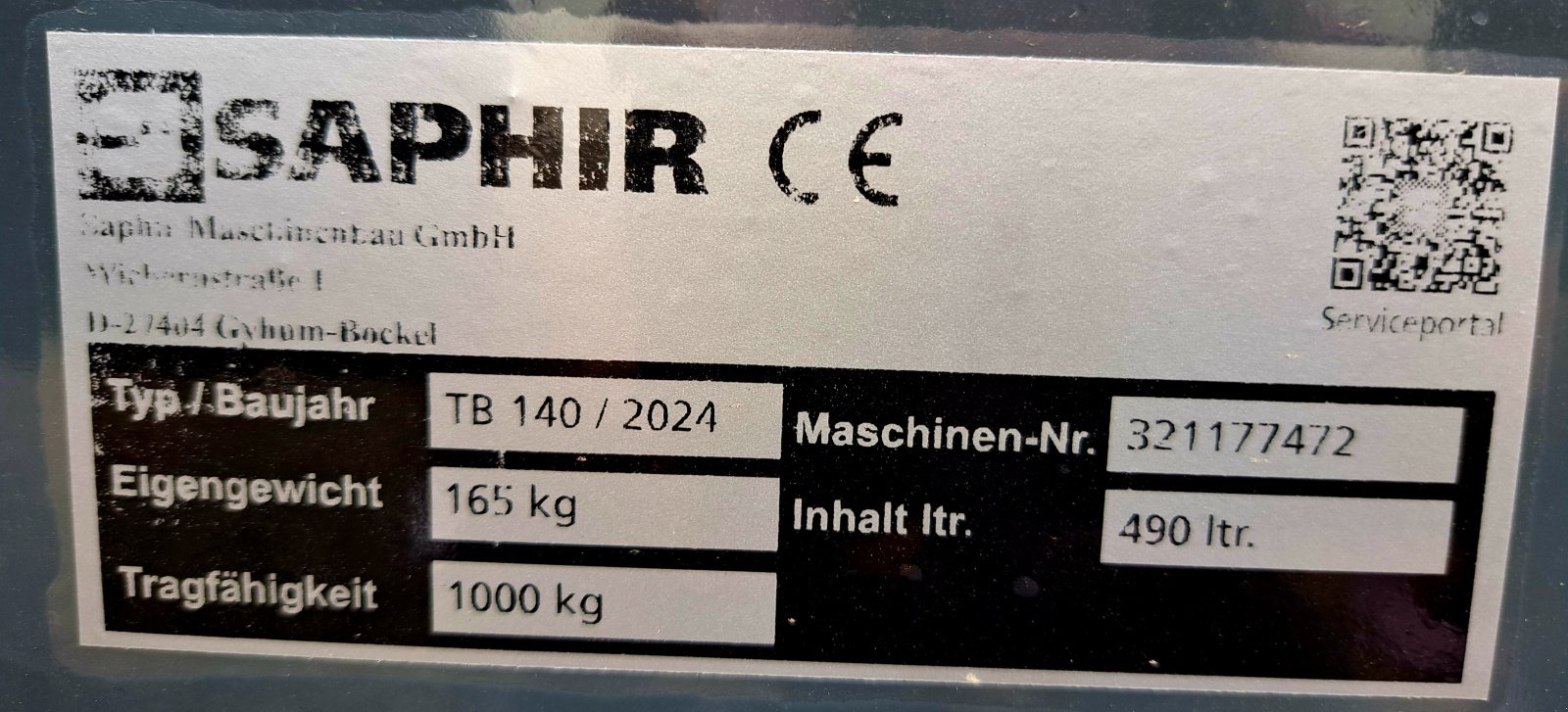 Sonstige Transporttechnik des Typs Saphir TB 140, Neumaschine in Wertach (Bild 4)