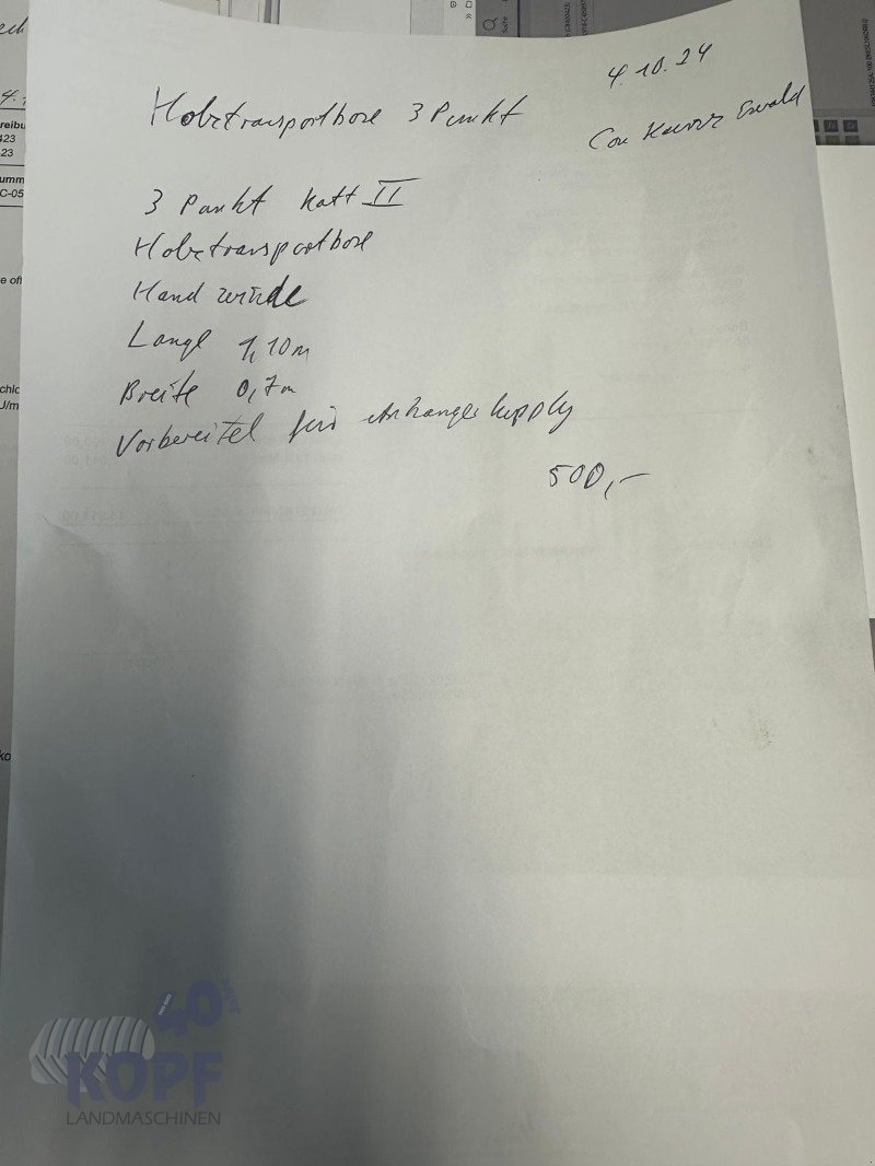 Sonstige Transporttechnik Türe ait Sonstige Holztransportbock 3-Punkt Kat II, Gebrauchtmaschine içinde Schutterzell (resim 2)