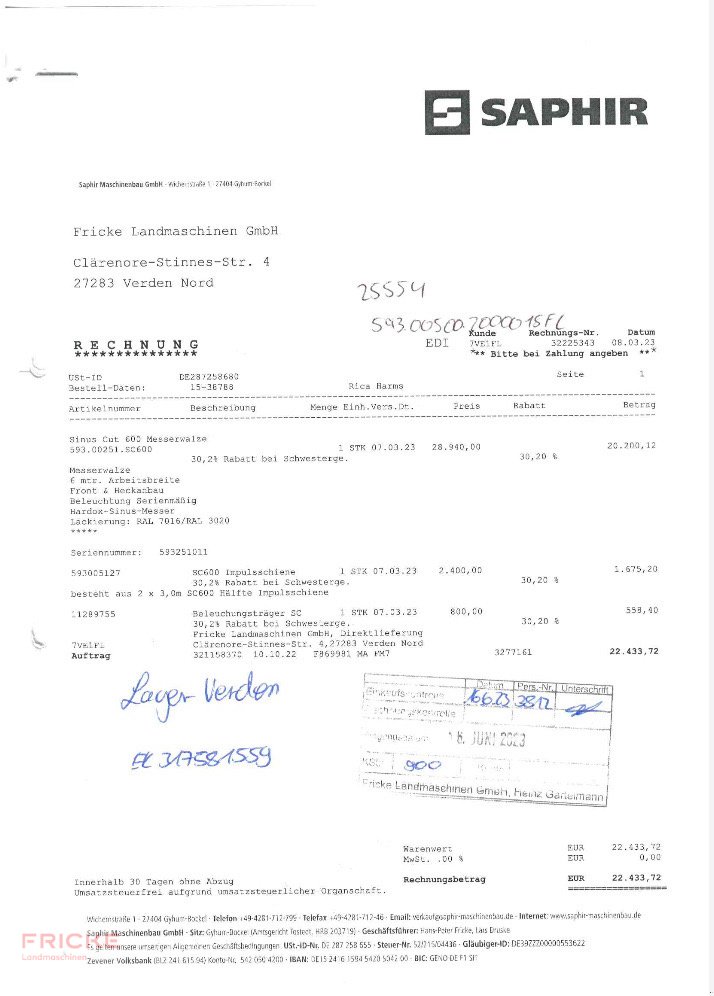 Sonstige Walzen tipa Saphir SinusCut 600, Gebrauchtmaschine u Bockel - Gyhum (Slika 9)