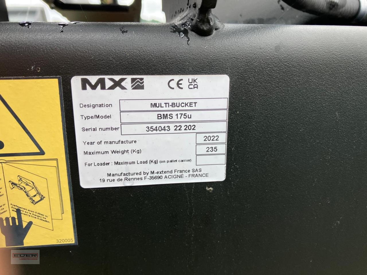 Sonstiges Traktorzubehör typu Mailleux Multiserviceschaufel BMS 175 U, Neumaschine w Pähl (Zdjęcie 4)