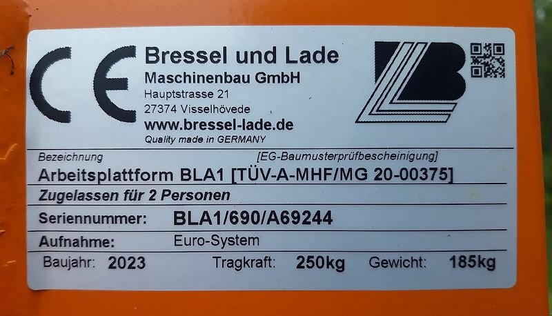 Sonstiges des Typs Bressel & Lade Arbeitskorb BLA1 mit Euro Aufnahme, Neumaschine in Itterbeck (Bild 17)