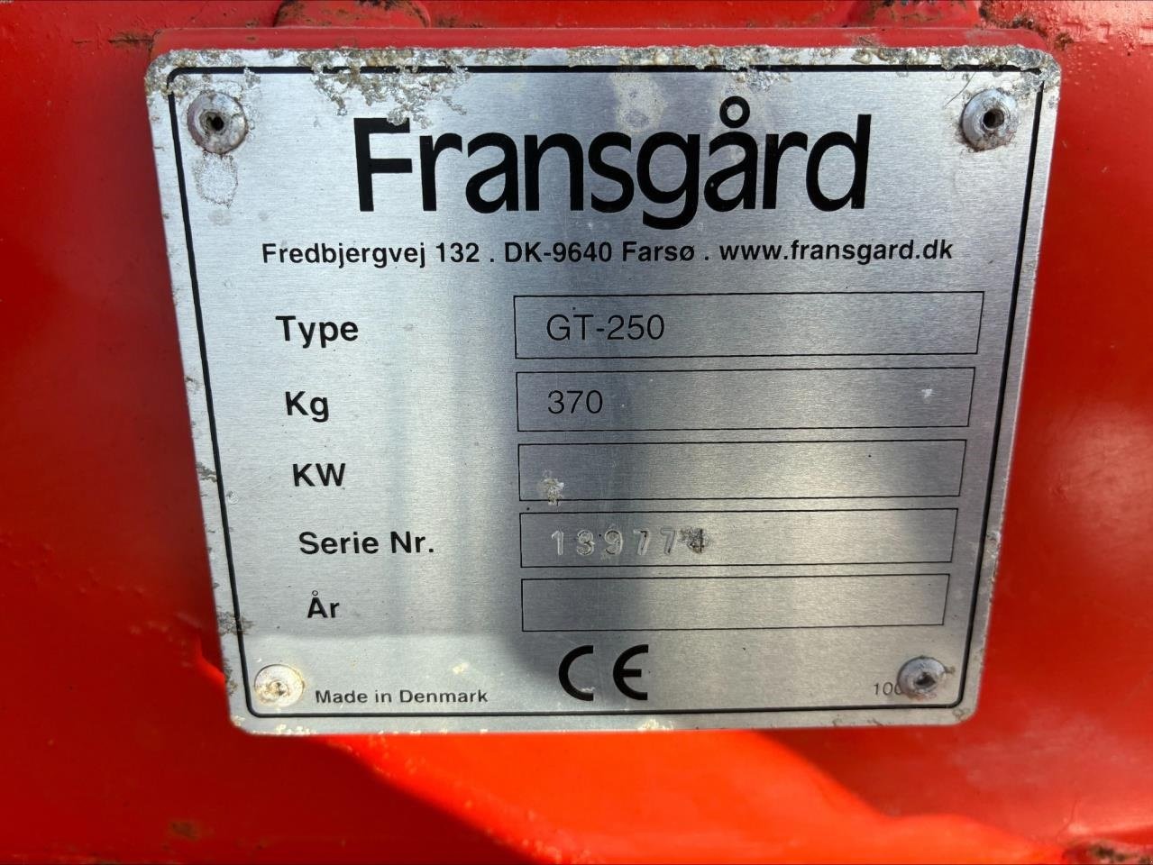 Sonstiges du type Fransgard GT 250, Gebrauchtmaschine en Skanderborg (Photo 2)