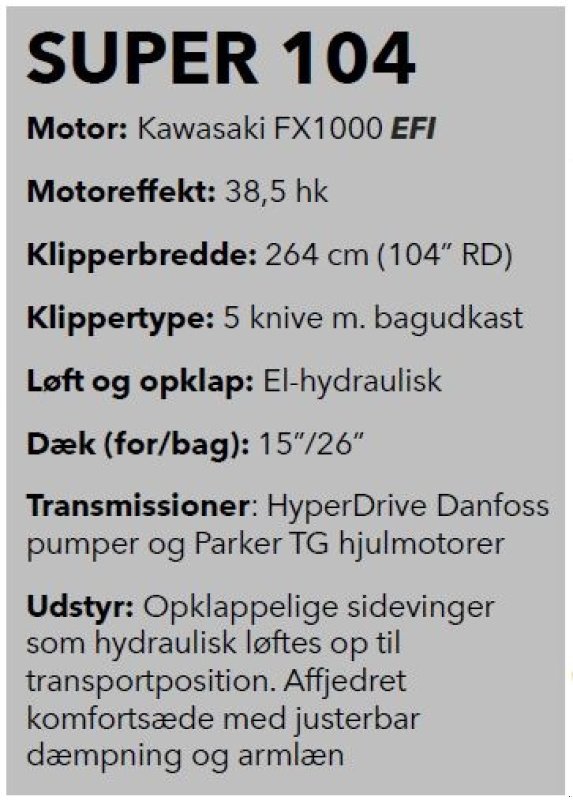 Sonstiges typu Hustler  Super 104 RD FX1000 EFI På lager til omgående levering, Gebrauchtmaschine w Vrå (Zdjęcie 8)