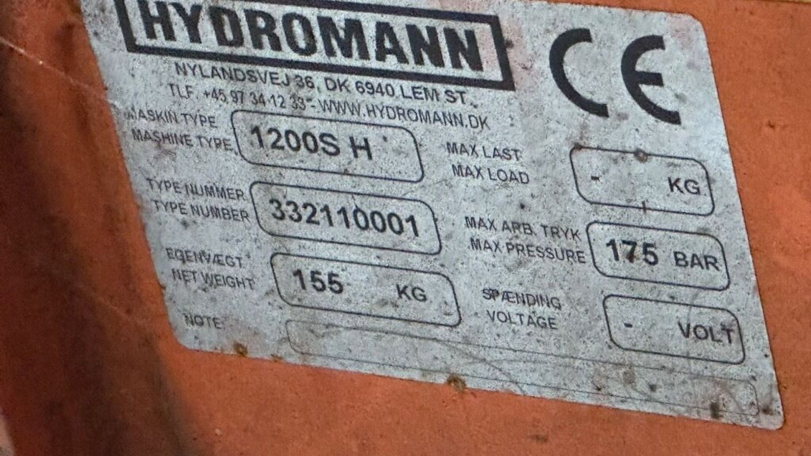 Sonstiges za tip Hydromann 1200S H, Gebrauchtmaschine u Rødovre (Slika 5)