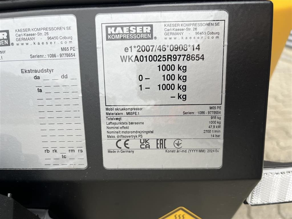 Sonstiges typu Kaeser M65pe 14bars mobil kompressor NY, Gebrauchtmaschine v Rønnede (Obrázek 7)