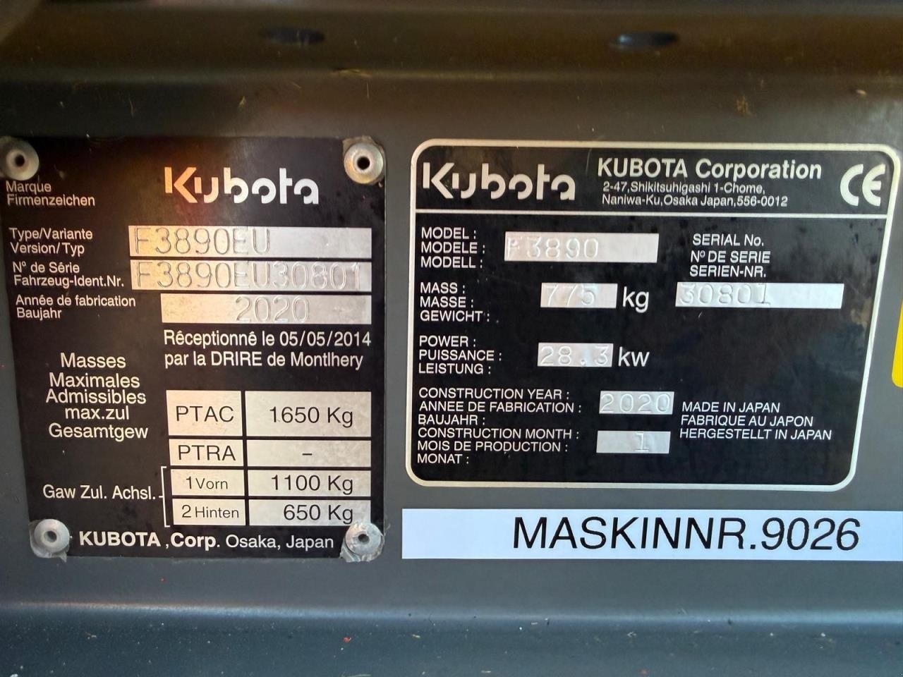 Sonstiges tipa Kubota F3890, Gebrauchtmaschine u Middelfart (Slika 7)