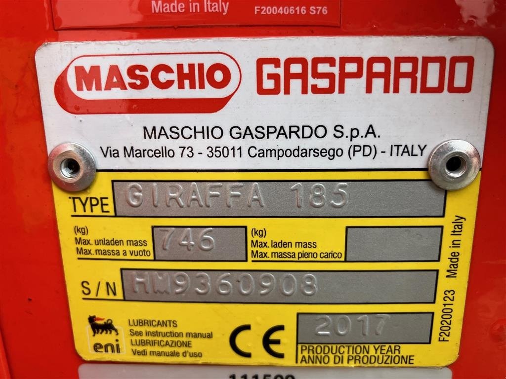 Sonstiges des Typs Maschio Giraffa 185 velholdt ikke kørt meget, Gebrauchtmaschine in Thorsø (Bild 18)