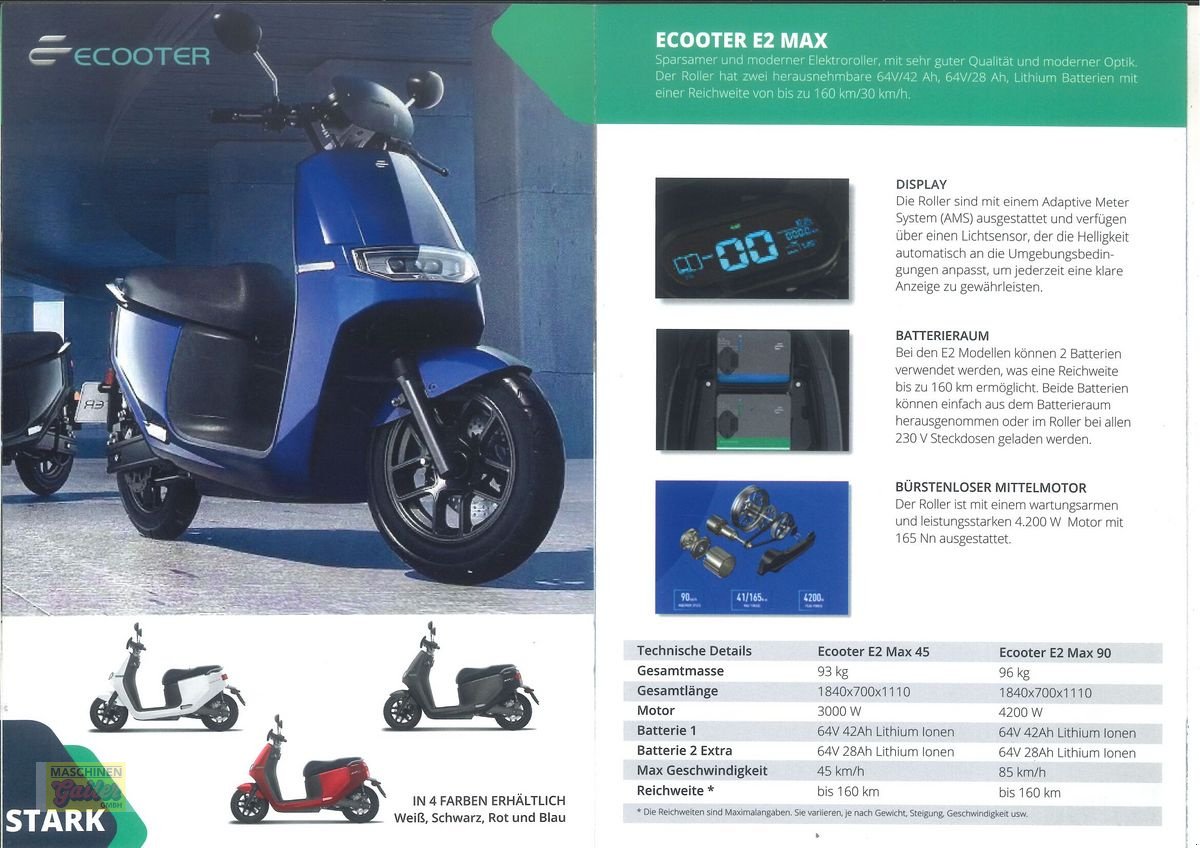 Sonstiges a típus Sonstige Elektroroller Ecooter E2 max, 4,2kW, 85km/h, Neumaschine ekkor: Kötschach (Kép 14)