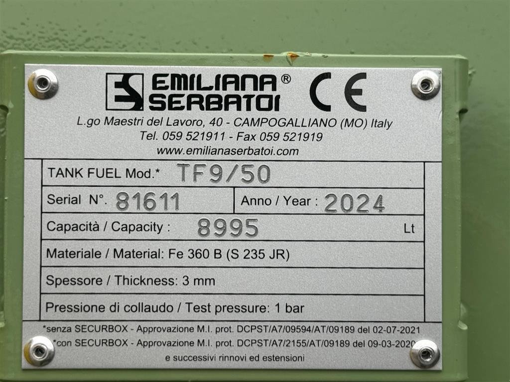 Sonstiges des Typs Sonstige EMILIANA SERBATOI 9000L dieseltank, Gebrauchtmaschine in Tønder (Bild 2)