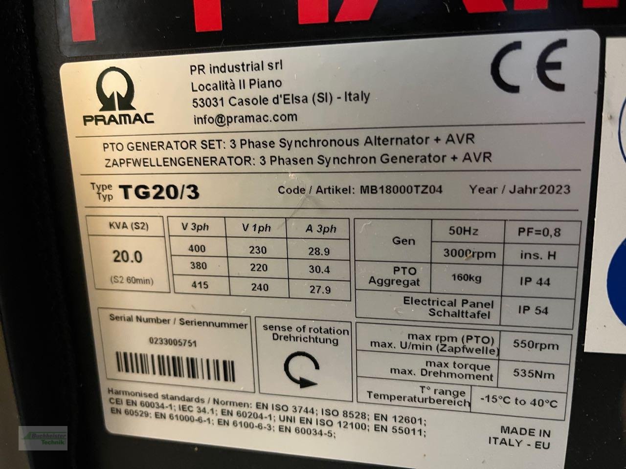 Sonstiges des Typs Sonstige Pramac TG20/3, Neumaschine in Coppenbruegge (Bild 2)
