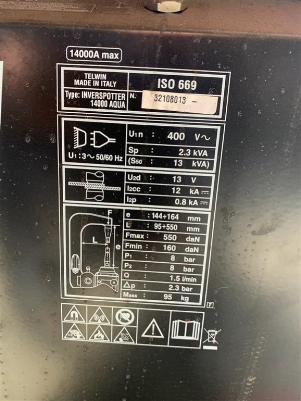 Sonstiges typu Sonstige Telwin Inverspotter 14000 Aqua demomodel, Gebrauchtmaschine v Nørager (Obrázek 5)