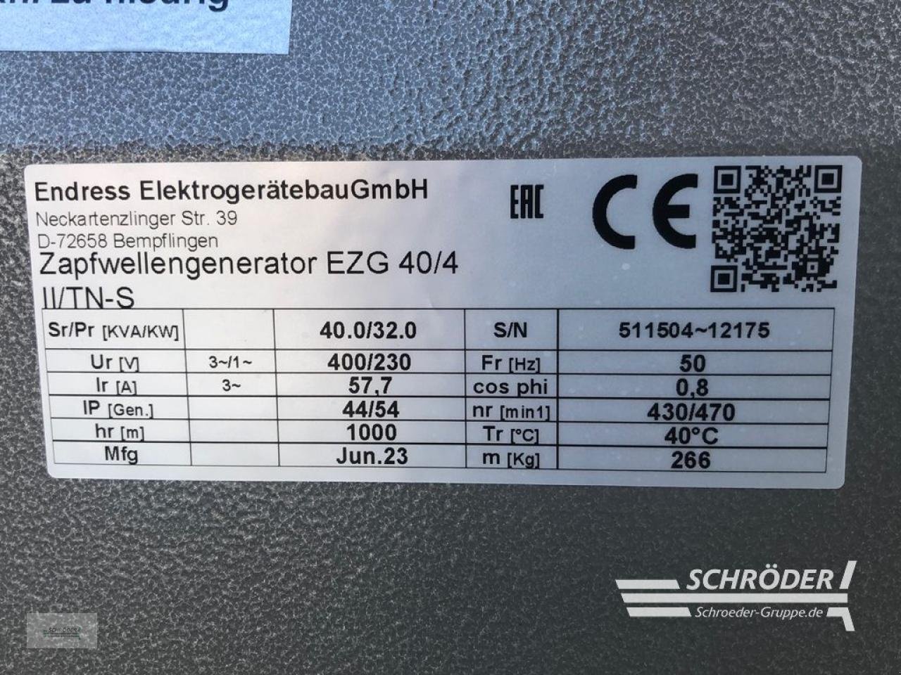 Sonstiges Türe ait Sonstige ZAPFWELLENGENERATOR EZG 40/4 II/TN-S, Gebrauchtmaschine içinde Ahlerstedt (resim 2)
