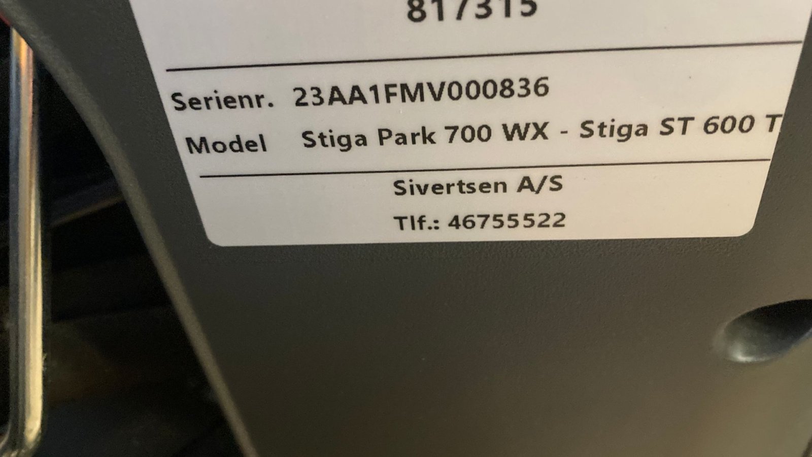 Sonstiges des Typs Stiga Park 700 WX 100 cm fejemaskine, Gebrauchtmaschine in Roskilde (Bild 7)